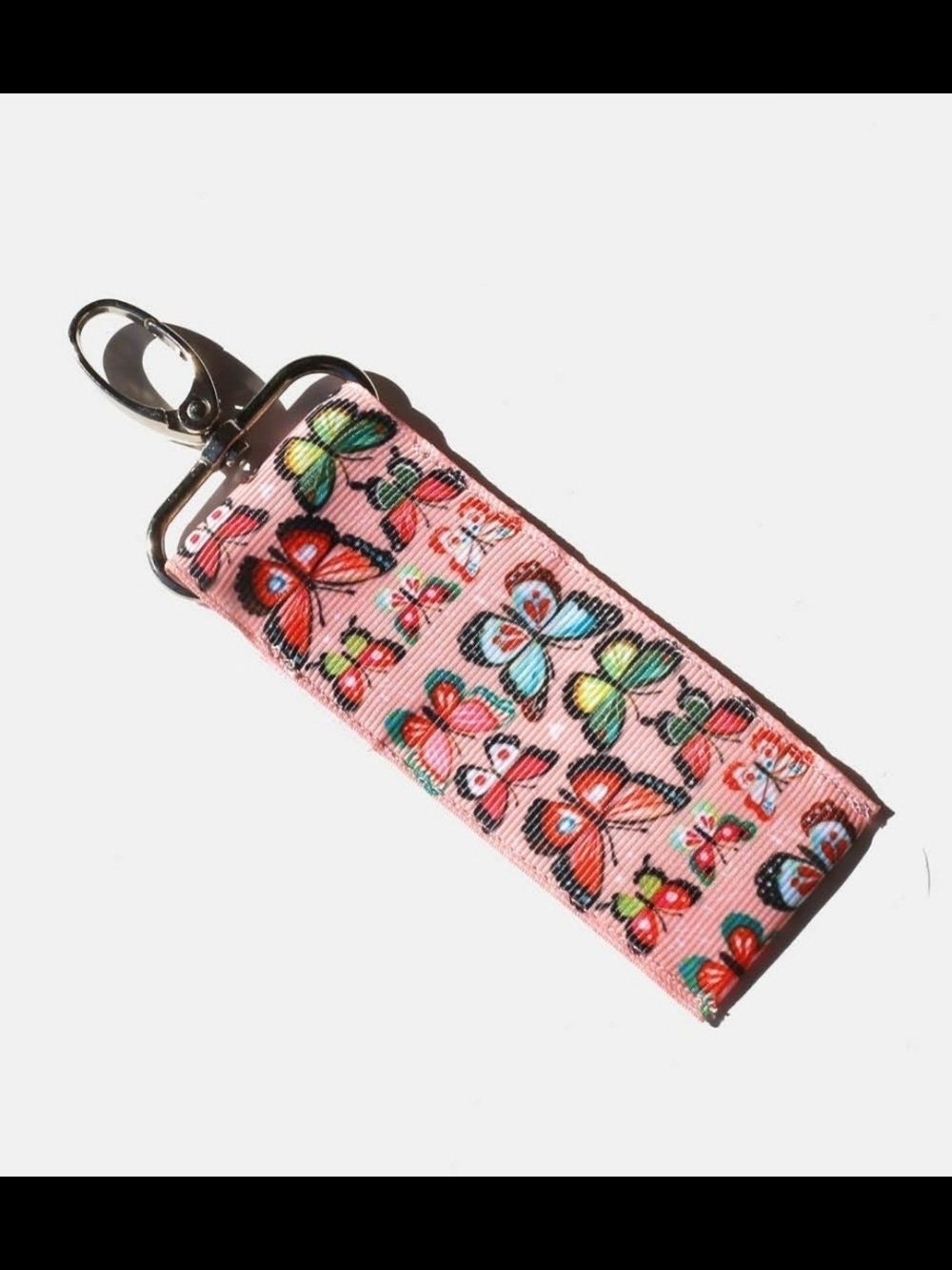 Lip Gloss/ Lip Balm Holder with Keychain In Butterflies BNIB